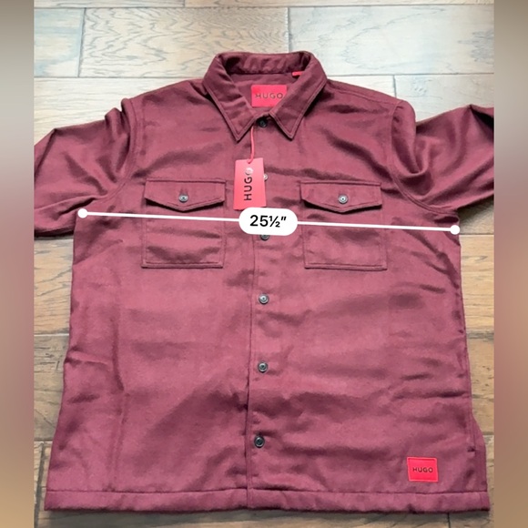 HUGO Boss Men's Size XXL Dark Red Enalu Oversized Fit Button Up Shirt Pockets - Picture 6 of 11